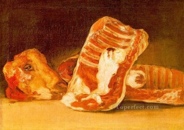 静物 Painting - 羊の頭のある静物画 現代フランシスコ・ゴヤ